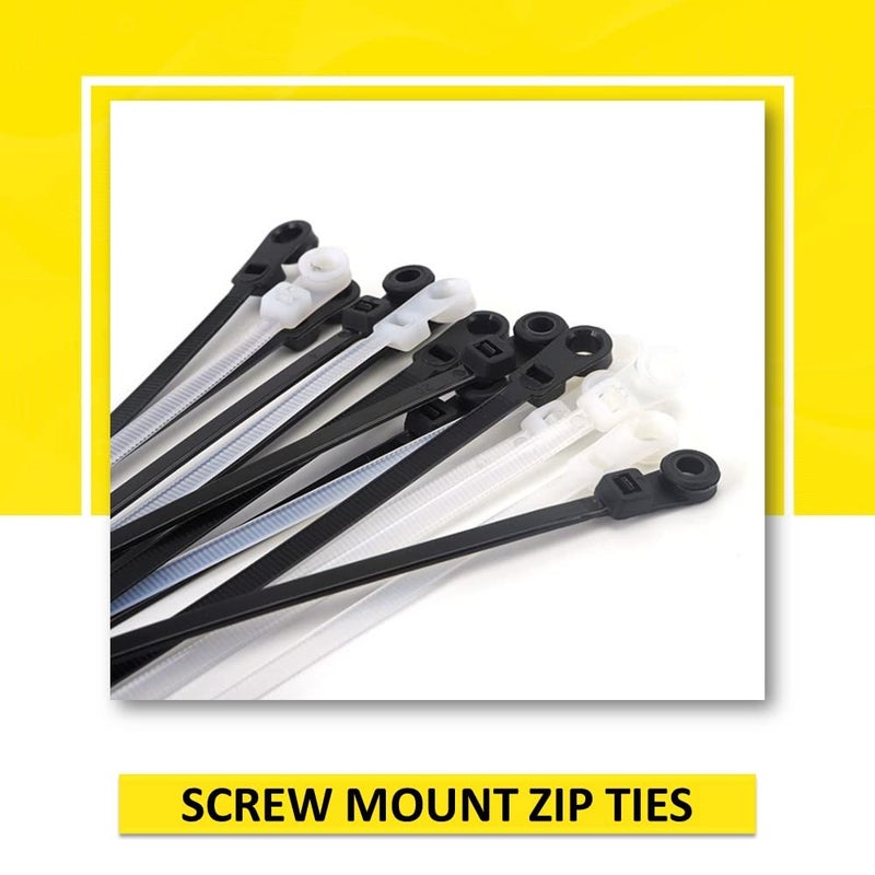 Kable Kontrol Zip Ties with Screw Hole, 14 Inch 100 Pcs Black, 120 Lbs. Tensile Strength, Self-Locking, Multipurpose Mounting head Cable Ties for Indoor & Outdoor Use - Image 2